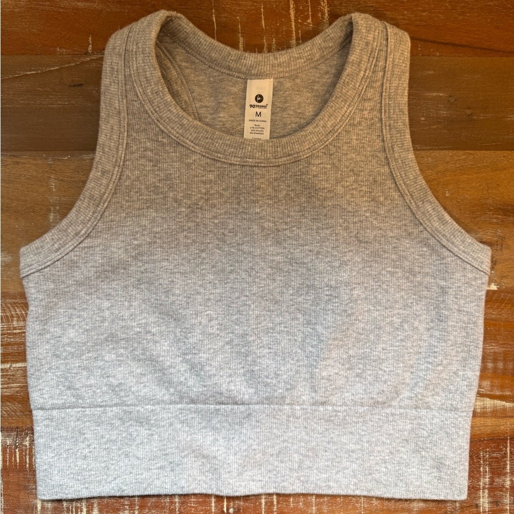 90 Degree By Reflex Heather Gray Crop Top